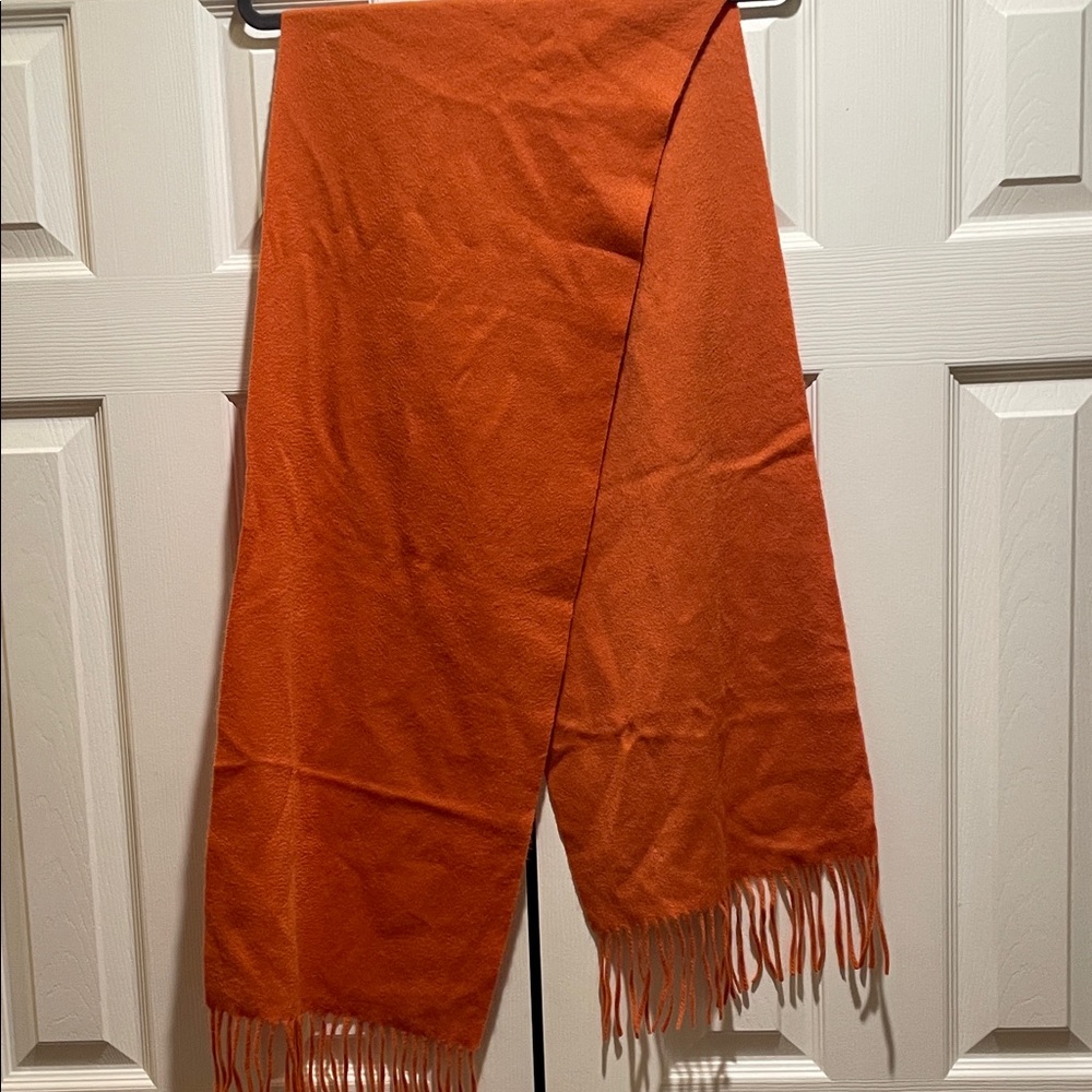 Elegant Orange Scarf with Fringe
